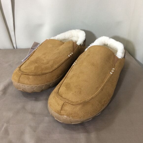 NEW Newdenber Men's Fleece Lined Slippers Brown Faux Suede Size 10 Slip-On - Picture 4 of 7